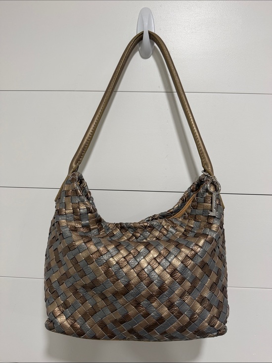 Fossil Handbags - Fossil Woven Handbag Bronze Silver Gold Hobo Bag Purse Skeleton Key Charm